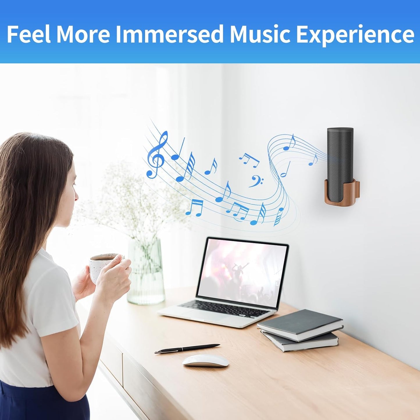 Sturdy Speaker Wall Mount for Sonos Roam 2, Roam SL - Space Saving Bracket Easy to Install, White