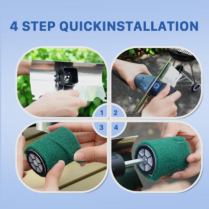 Hillyfe Electric Grill Brush,Grill Brush Bristle Free Dual Rotating Brush Heads Save Time,with 450 RPM&LED Light Includes 4 Scouring Pads,Suitable for Square,Round and Mesh Barbecue Grills,Blue