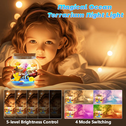 Ocean Light-Up Terrarium Craft Kit for Kids – DIY LED Night Light with Sea Animal Figures, Creative Arts and Crafts Gift for Boys and Girls Ages 4–12 - PuriLite