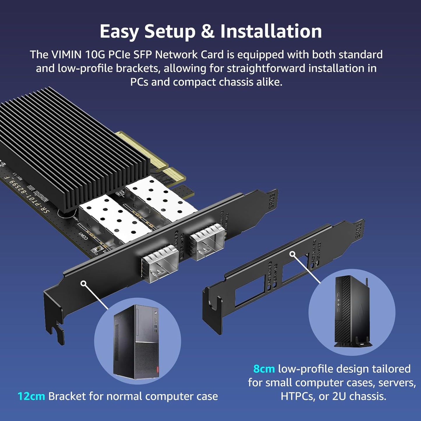 10G PCI-E Network Card with 10Gbps Dual RJ45 Ports, Intel X540-T2 Conrtoller, VIMIN 10Gb Ethernet Adapter Card Compatible with PCI Express X8, X16, Support Windows/Windows Server/Linux/VMware