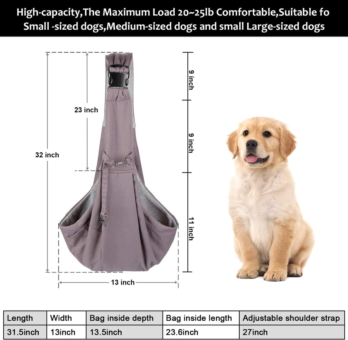 Ownpets Pet Sling Carrier Bag Safe, Fit Medium&Small Size Cats&Dogs, The Maximum Load 9~13lb Comfortable, Adjustable, Perfect for Daily Walk, Outdoor Activity and Weekend Adventure, Pink