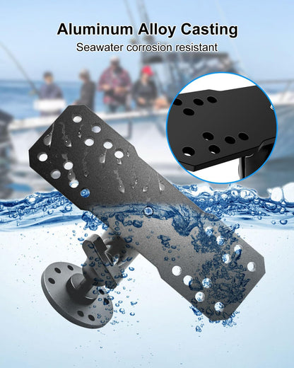 Aluminum Fish Finder Mount Compatible with Garmin Lowrance Humminbird, 5.9In Adjustable Medium Arm with 1.5In C Size Ball, Depth Finder Holder with Universal AMPS for Marine-Grade Boat Kayak