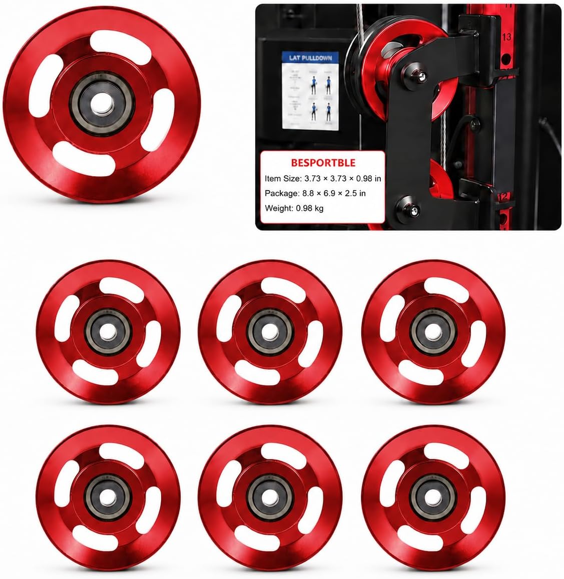 BESPORTBLE 2pcs Household Muscle LAT Biceps Trainer Equipment Degree Cable Accessory Aluminum Pulling Durable Shoulder Back Arm Alloy Machine Pull Practical Gym Pulley System Metal