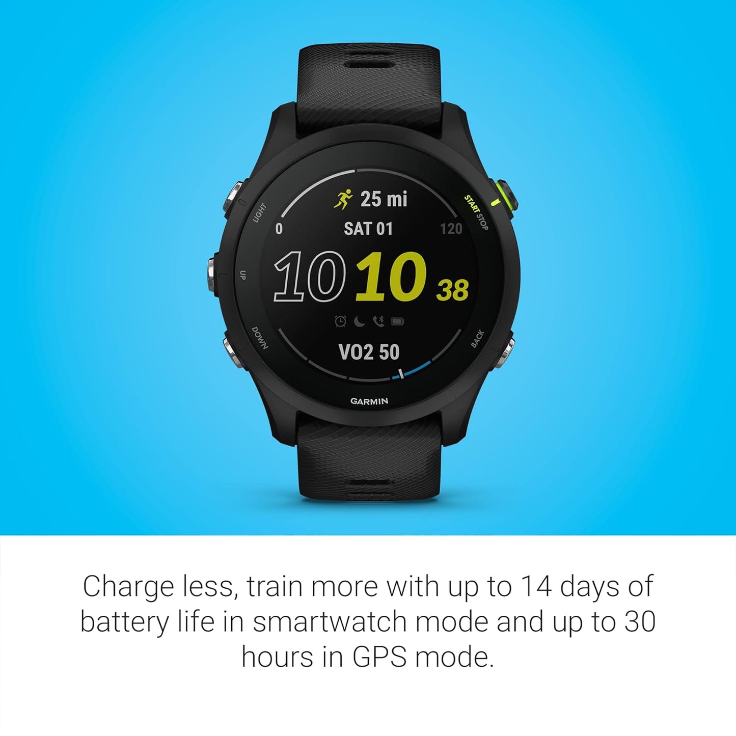 Garmin Forerunner® 255 Music, GPS Running Smartwatch with Music, Advanced Insights, Long-Lasting Battery, Black, 46 MM
