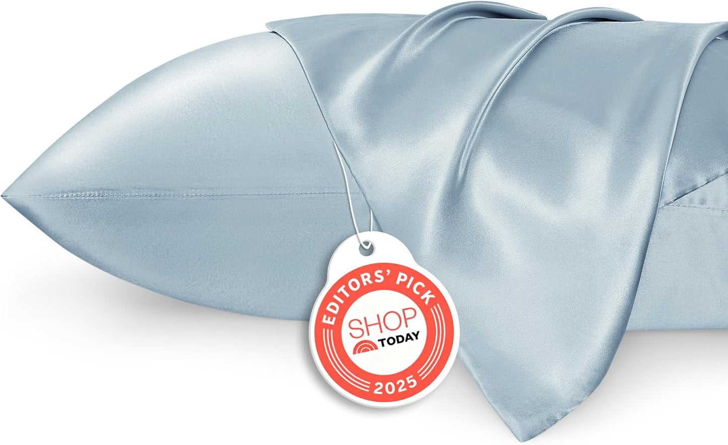 Bedsure Satin Pillow Case Queen Size 2 Pack, Similar to Silk Pillow Cases, Silky Pillowcase Covers with Envelope Closure, Room Decor Valentine Gifts for Women Men, Grey, 20x30 Inches