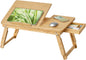 SONGMICS Laptop Desk for Bed or Sofa with Tilting Top, Breakfast Serving Tray with Folding Legs, Fits up to 15.6 Inches Screen, (24-26.9) x 13.7 x (8.8-12.6) Inches, Natural ULLD01N