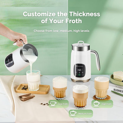 Maestri House Milk Frother, Variable Temp and Froth Thickness Milk Frother and Steamer, 14.1OZ/400ML Smart Touch Control Foam Maker, Memory Function for Latte, Warm Milk, Hot Chocolate,DualFro 400