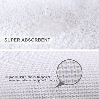 Bathroom Rugs Set 2 Pieces - Bath Rugs Ultra Soft Absorbent Non-Slip Fluffy Thick Microfiber Cozy Bath Mats Set for Tub Shower Bathroom Floors Accessories, 20"x32" & 16"x24" Set of 2 (Beige)