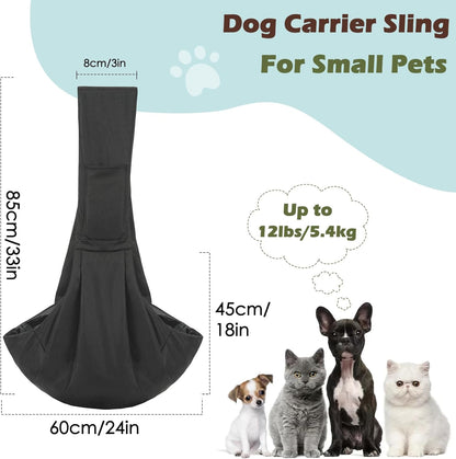 Pawaboo Small Dog Sling Carrier, Reversible Hands Free Dog Sling Carrier for Small Dogs and Cats, Puppy Sling Carrier with Adjustable Strap Buckle & Safety Harness, Puppy Essentials, Grey