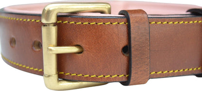 Soft Touch Collars Padded Leather Dog Collar, Large Brown - Genuine Real Leather, 24" Long x 1.5 Wide, Fits Neck Size 18" to 21" Inches