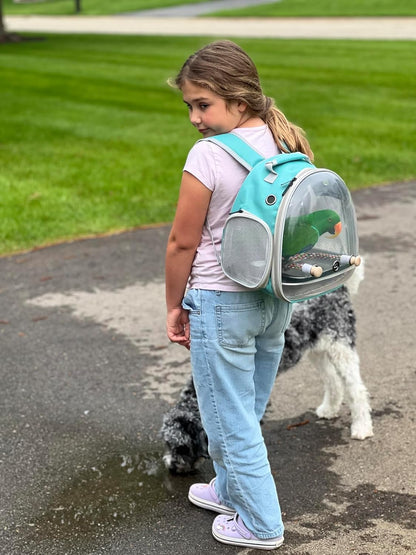 Small Bird Travel Carrier Backpack (Green, Perch & Tray Set)