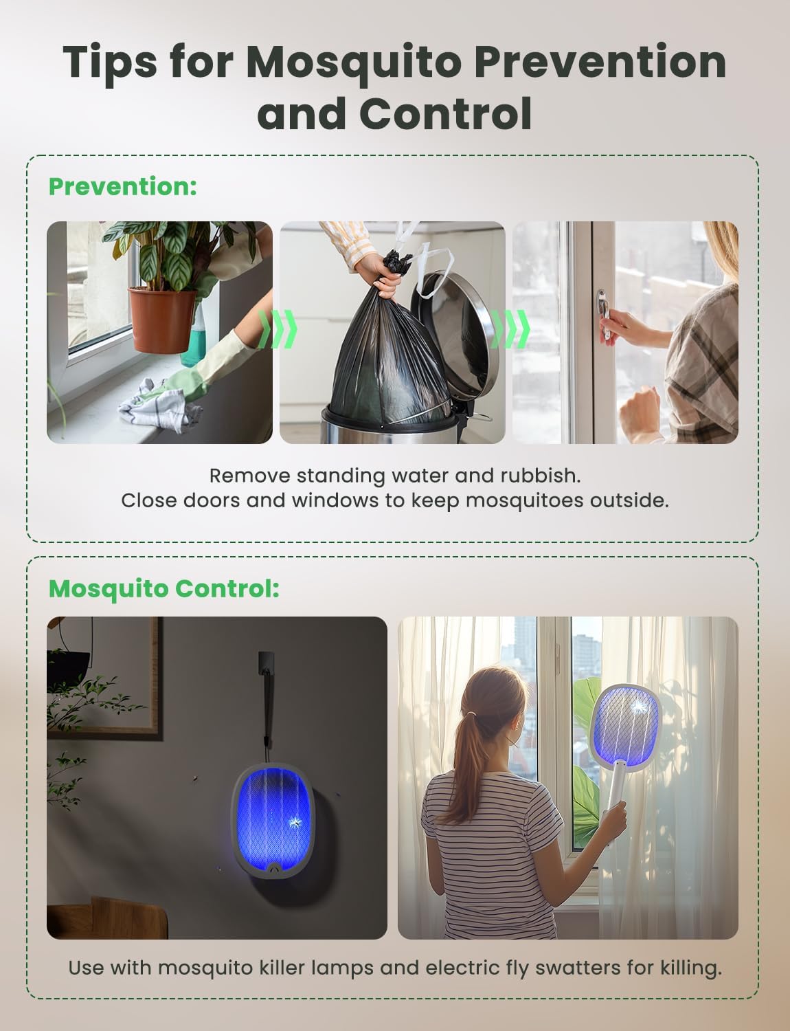 YISSVIC Bug Zapper Racket 4000 Volt Electric Fly Swatter Fly Zapper Dual Modes with Attractant Light Rechargeable White