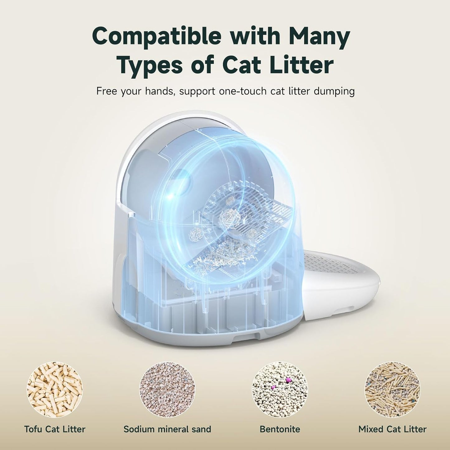 Amicura Automatic Cat Litter Box, Self Cleaning, 360-Degree Detection Smart Anti-Pinch, App Control, Odor-Proof, 65L Extra Large Open-top Cat Litter Box, Ultra Quiet Cat Toilet