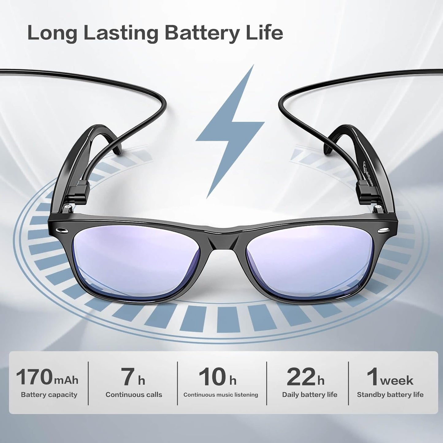 2025 AI Translation Smart Glasses for Men Women,7 Day Ultra-Long Standby,Anti-Blue Light/UV400,Bluetooth Glasses with 163 Translation,IP65 Waterproof,Multifunctional Sunglasses for Android iOS Black