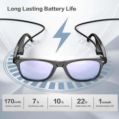 2025 AI Translation Smart Glasses for Men Women,7 Day Ultra-Long Standby,Anti-Blue Light/UV400,Bluetooth Glasses with 163 Translation,IP65 Waterproof,Multifunctional Sunglasses for Android iOS Black