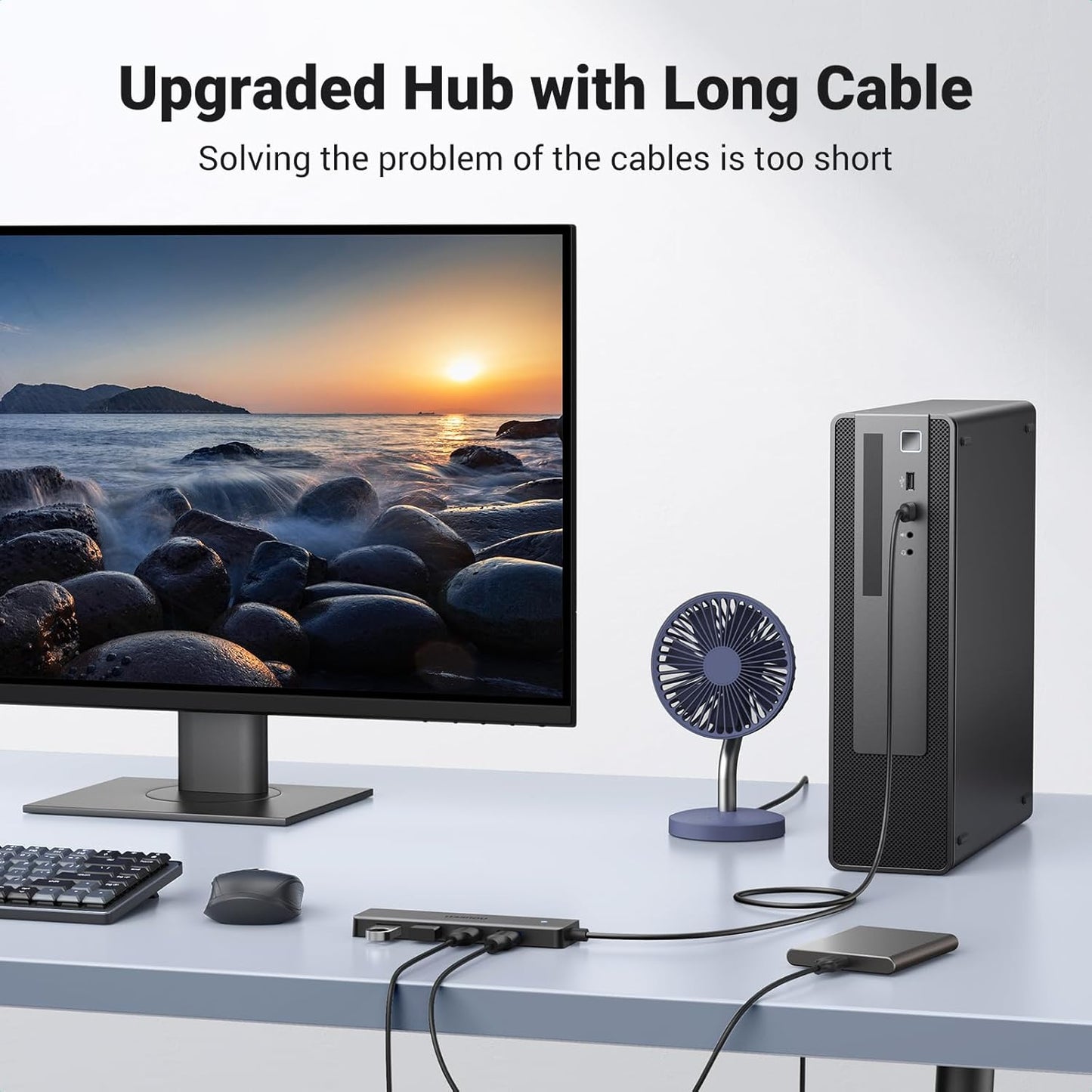UGREEN USB Hub 3.0, 4 Ports USB A Splitter Ultra Slim Expander for Mouse, Keyboard, Flash Drive, U Disk, Printer Compatible with Laptop, Desktop PC, Xbox, PS5, Mouse, Keyboard and More, 0.5ft