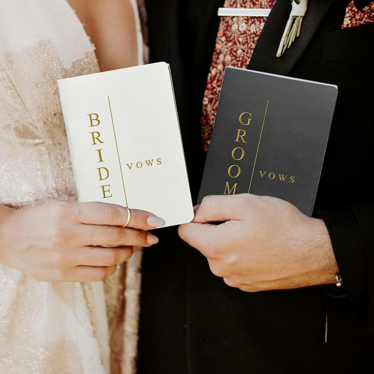WeddingGiftsWedding Vow Books His and Hers Soft Touch Gold Foil Engraving Vow Books Wedding Essentials Wedding Accessories(TR-HH-Black)