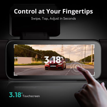 BOTSLAB 4 Channel 3K Dash Cam, 560° All-Sides View, 3.18" Touch Screen, 3K/4K Front and 1080P Rear Inside, Vocie Control, 5.8GHz WiFi Car Camera, G-Sensor, GPS, 24/7 Parking Monitor, 128GB SD Card