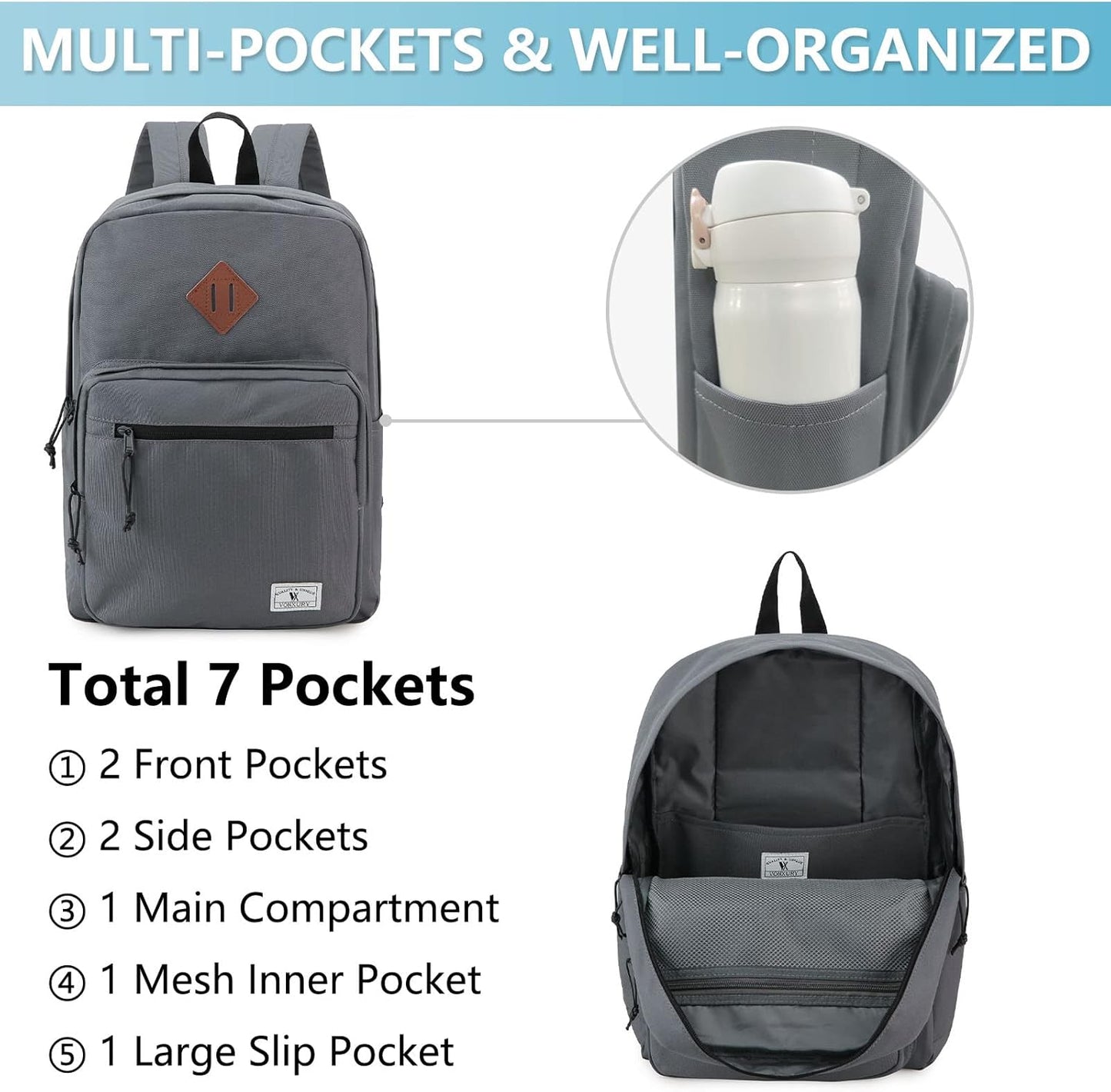 School Backpack for Kids,Lightweight Water Resistant Work Travel Backpack for Women Men Teens VONXURY