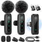 Wireless Lavalier Microphone for iPhone, iPad, Android Phone，2-Pack Mini Microphone with Noise Reduction, Auto Pairing and Mute & Reverb for Vlogging, Video Recording, TikTok, YouTube - Plug & Play