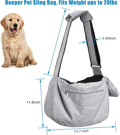 Ownpets Pet Dog Sling Carrier Bag Adjustable Padded Strap Dog Hand Free Safe Mesh Pet Carrier for Small Medium Dog Cat, Fit 10lbs up to 20 Pounds