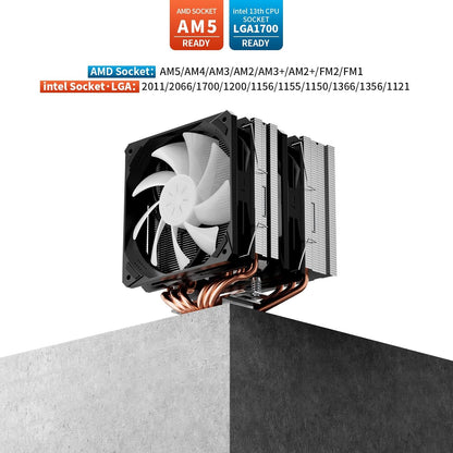 upHere D6SEC CPU Cooler, Intel LGA2011,LGA2066, LGA1700,AMD AM5/AM4/Ryzen 120mm,Dual Towers,5V ARGB