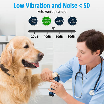 Casfuy Dog Nail Grinder with 2 LED Light for Large Medium Dogs - 3X More Powerful 2-Speed Electric Pet Nail Trimmer Rechargeable Quiet Painless Paws Grooming & Smoothing Tool