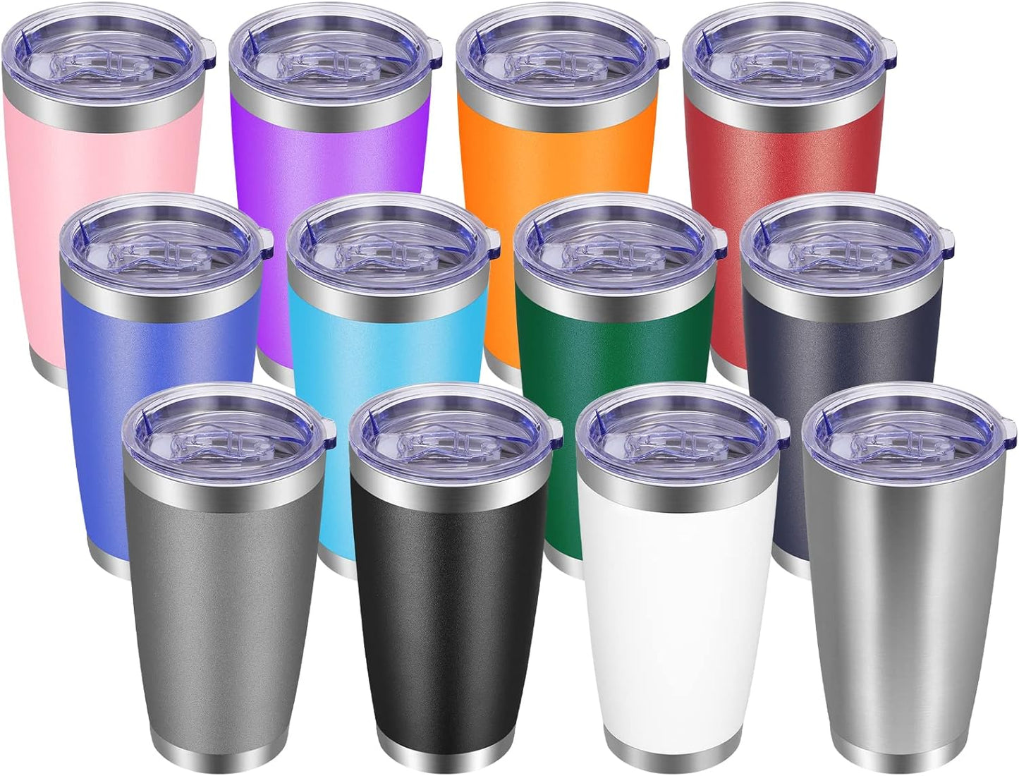 VEGOND 20oz Tumbler with Lid and Straw Stainless Steel Tumbler Cup Bulk Vacuum Insulated Double Wall Travel Coffee Mug Powder Coated Coffee Cup (Bluish Violet 6 Pack)