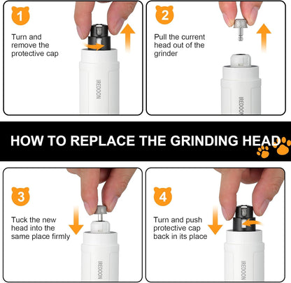 IREDOON Dog Nail Grinder Replacement Head-Integrated Grinding Head for Casfuy and Most Brands, Highly Efficient, Safe and Durable (3pcs)