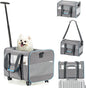 UNICITII Pets Carrier for Small Cat, Dog Medium Cats Puppies up to 20 Lbs, Airline Approved Carrier Soft Sided, Collapsible Travel Puppy Carrier (Grey-with Wheels)