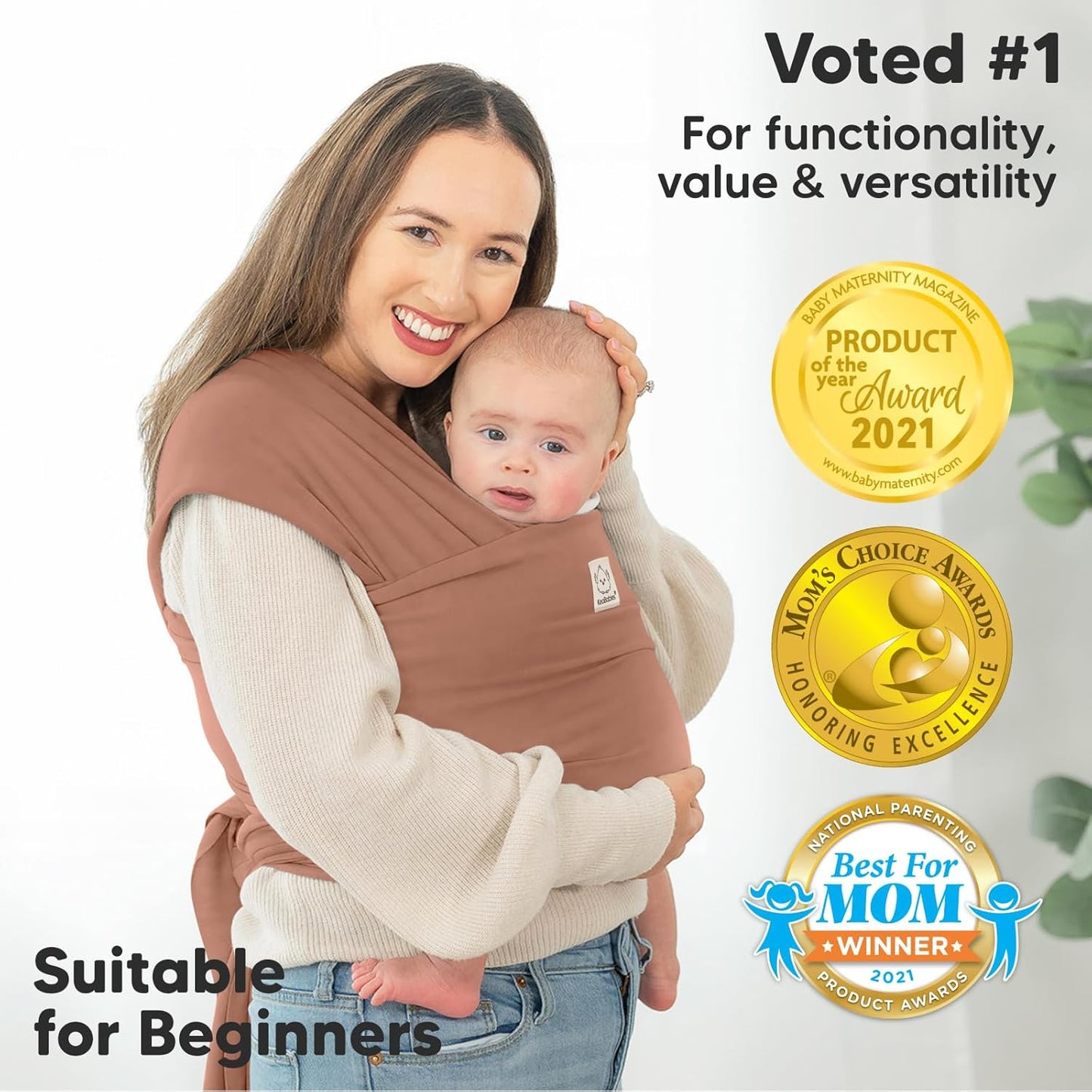 KeaBabies Baby Wrap Carrier - All in 1 Original Baby Carrier Newborn To Toddler Sling, Easy to Wear, Hands Free Bonding, Lightweight, Breathable Infant Wraps (Trendy Black)