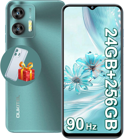 OUKITEL C36 Smartphone, Unlocked Cell Phone Canada, Android 14 Phone, 16GB+256GB/TF 1TB Expandable, 6.56'' HD+ Large Screen, 5150mAh, 4G Sim 3 Card, Fingerprint/Face Unlock Telephone, GPS