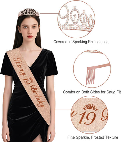 40th Birthday Decorations for Women,32pcs 40th Birthday Party Decorations,Including Backdrop, Crown,Sash,banner, Hanging Swirl,Cake Topper,balloons,Paper Fans,Anniversary Card and paper fans