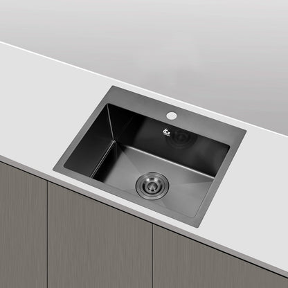 Yutong 16" x 20" Top-Mount/Drop in SS304 Stainless Steel Kitchen Black Sink Single Bowl Without Grid