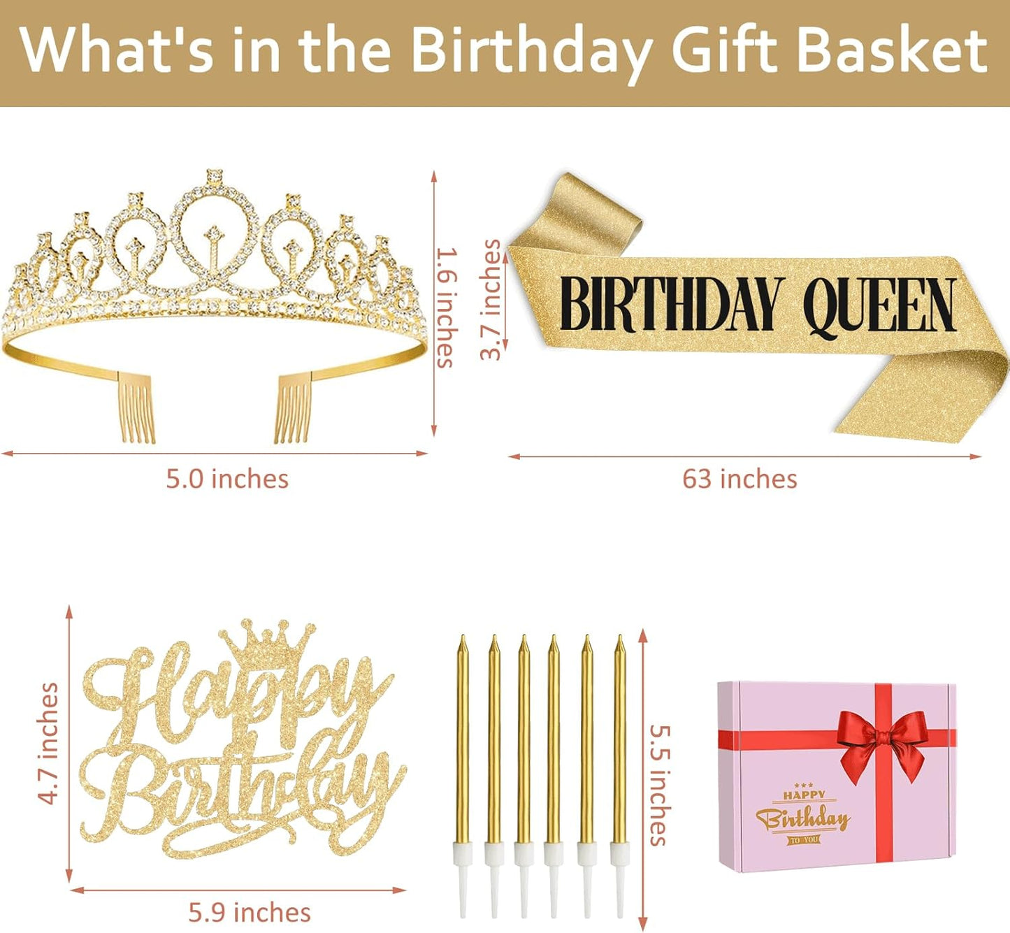 65th Birthday Decorations for Women, Including 65th Birthday Sash and Crown, Cake Topper and Candles, Number Balloons Rose Gold, 65 Year Old Gifts for Women