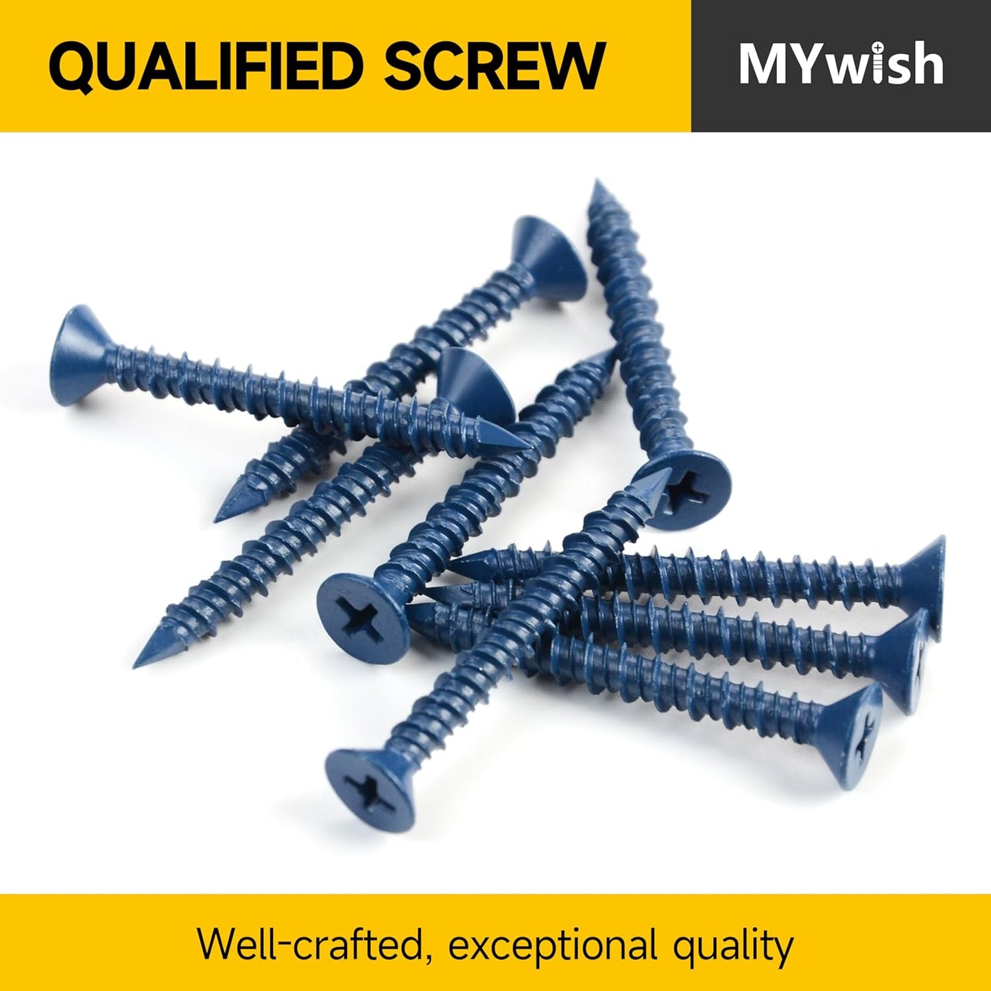 Mywish 30Pcs 1/4 x 1-3/4" Concrete Screws, Slotted Hex Washer Head Stucco Screws Anchor Kit with 3/16 Drill Bit, Masonry Screws Self Tapping for Anchoring to Masonry, Block or Brick Stucco