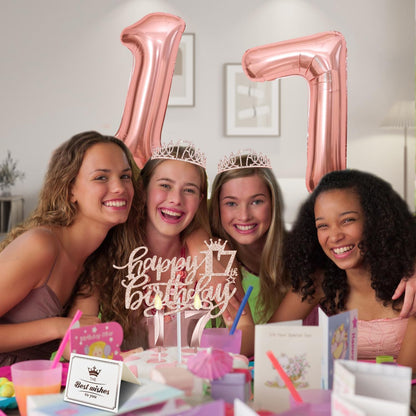 65th Birthday Decorations for Women, Including 65th Birthday Sash and Crown, Cake Topper and Candles, Number Balloons Rose Gold, 65 Year Old Gifts for Women