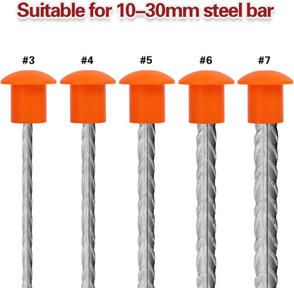 KEILEOHO 100 PCS Orange Plastic Mushroom Rebar Caps - Size #3-#7, 10M - 25M