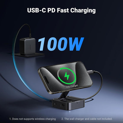 UGREEN USB C Hub, 4-in-1 Magnetic USB C to HDMI Adapter 4K@60Hz, 100W PD Charging, A and C Data Ports, Foldable Portable Adapter for iPhone 15/16 Series, iPad, Galaxy S24 and More