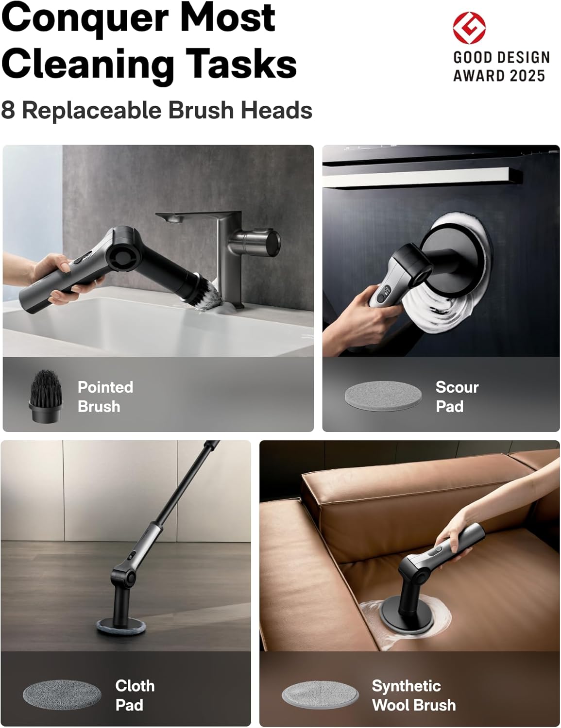 HOTO Flexi™ Electric Spin Scrubber, Bathroom Cleaner with Adjustable Angle