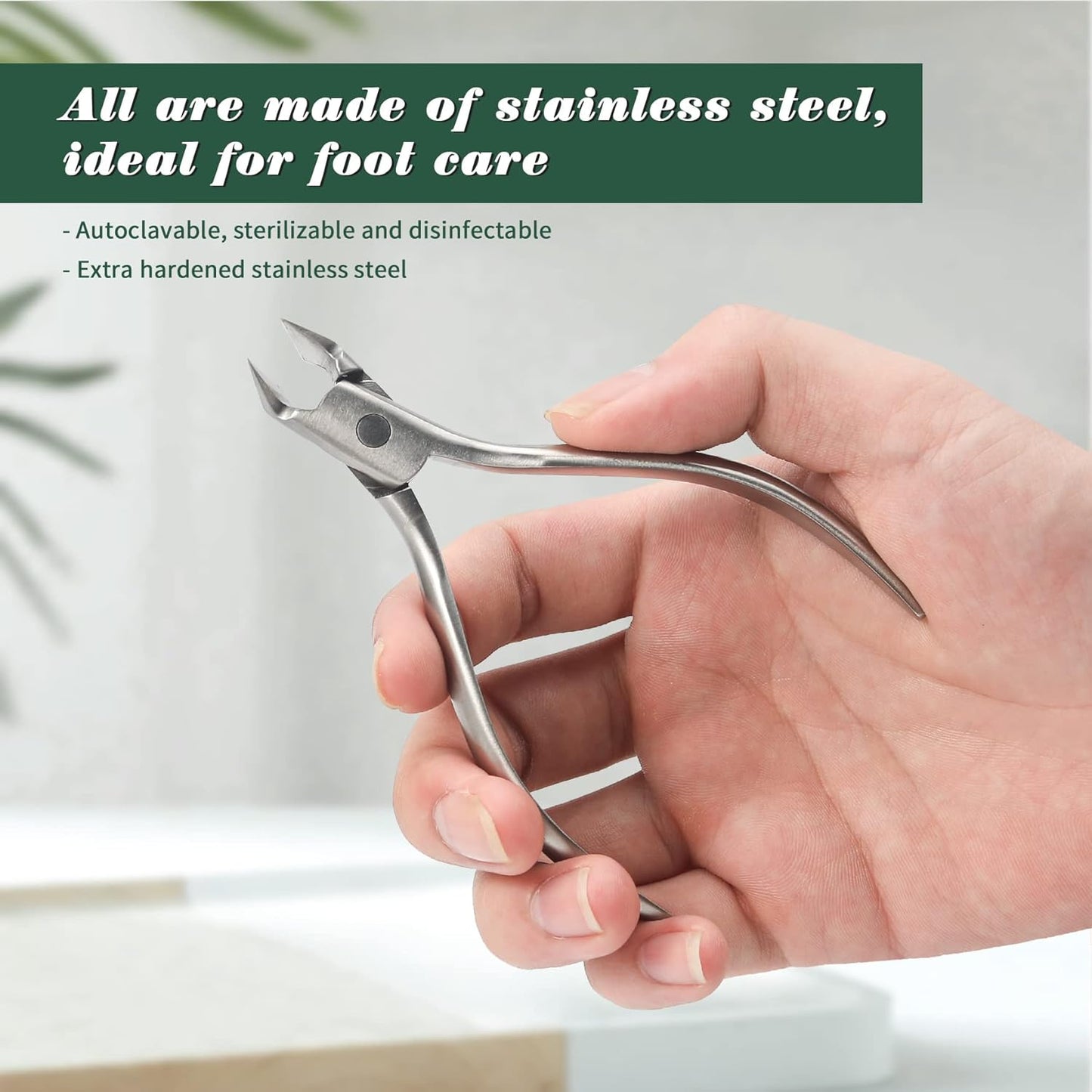 FVION Toenail Clippers for Ingrown Toenail Prevention, Straight Blade Podiatrist Nail Clippers for Thick Nails, Ergonomic Finger Nail Clippers for Adults, Seniors, Men and Women (Black)