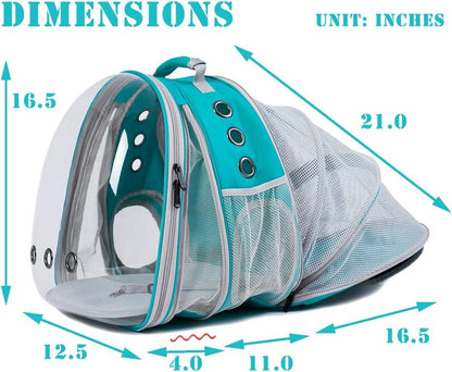 LAIRIES Dual Expandable Cat Backpack Carrier Front & Back Extension Pet Backpack Carrier, Fit up to 20 lbs, Bubble Capsule Dog Backpack Travel, Hiking & Outdoor Backpack (CL-Star Blue, Dual Extension)