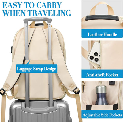 Laptop Backpack for Women Men, Large School Backpack for Girls with USB Charging Port, 17.3 Inch Work Travel Laptop Back Pack, College Student Bookbag Casual Daypacks, Black