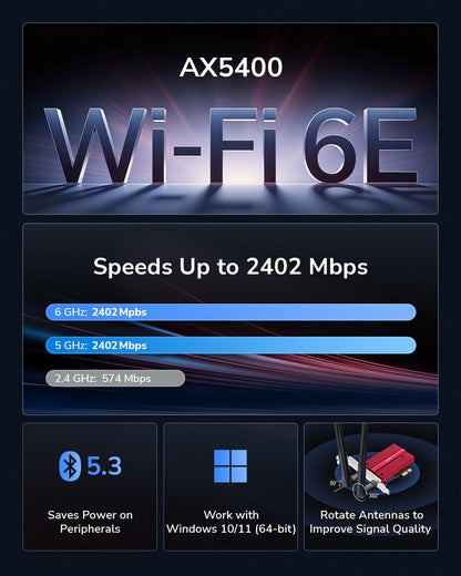 Cudy Wi-Fi 6E Bluetooth 5.3 PCIe Adapter AX5400 with OFDMA WE3000S, WE3000S