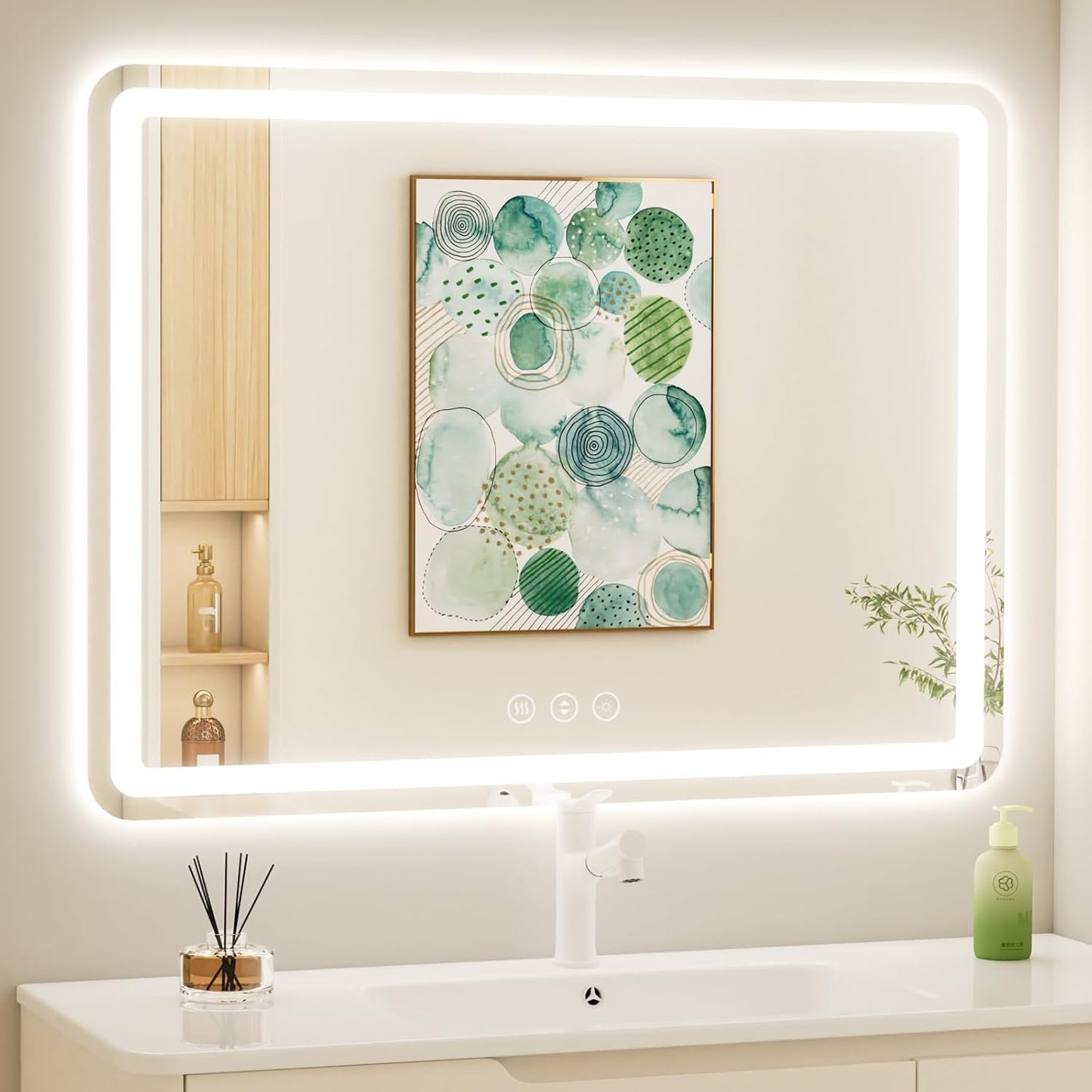 Lmsedf 24" x 32"Rectangle LED Bathroom Mirror with Lights, Backlit & Front Lighted, Wall-Mounted Vanity Mirror 3000K/4000K/6000K, Memory Functions, Anti-Fog, Dimmable Smart Mirror