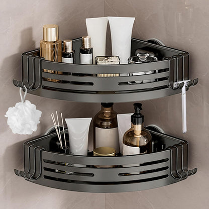 Tokokimo Corner Shower Caddy Suction Cup, 2-Pack Aluminum Bathroom Shelf Shower Rack, Detachable and Reusable, No Drilling, Grey