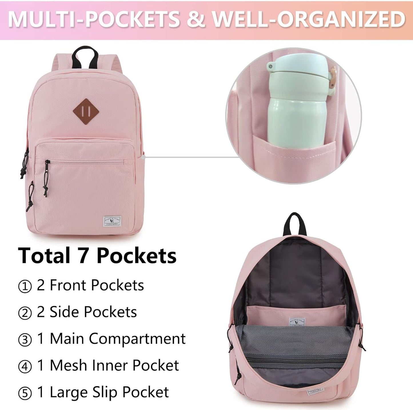 School Backpack for Kids,Lightweight Water Resistant Work Travel Backpack for Women Men Teens VONXURY
