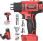 LIVOWALNY Cordless Heat Gun Compatible with Milwaukee 18V Battery (Tool Only) 18V 350W Hot Air Gun I: 300℃（572°F), II: 550℃（1022°F) Dual Temperature Control Battery Powered Heat Gun Kit