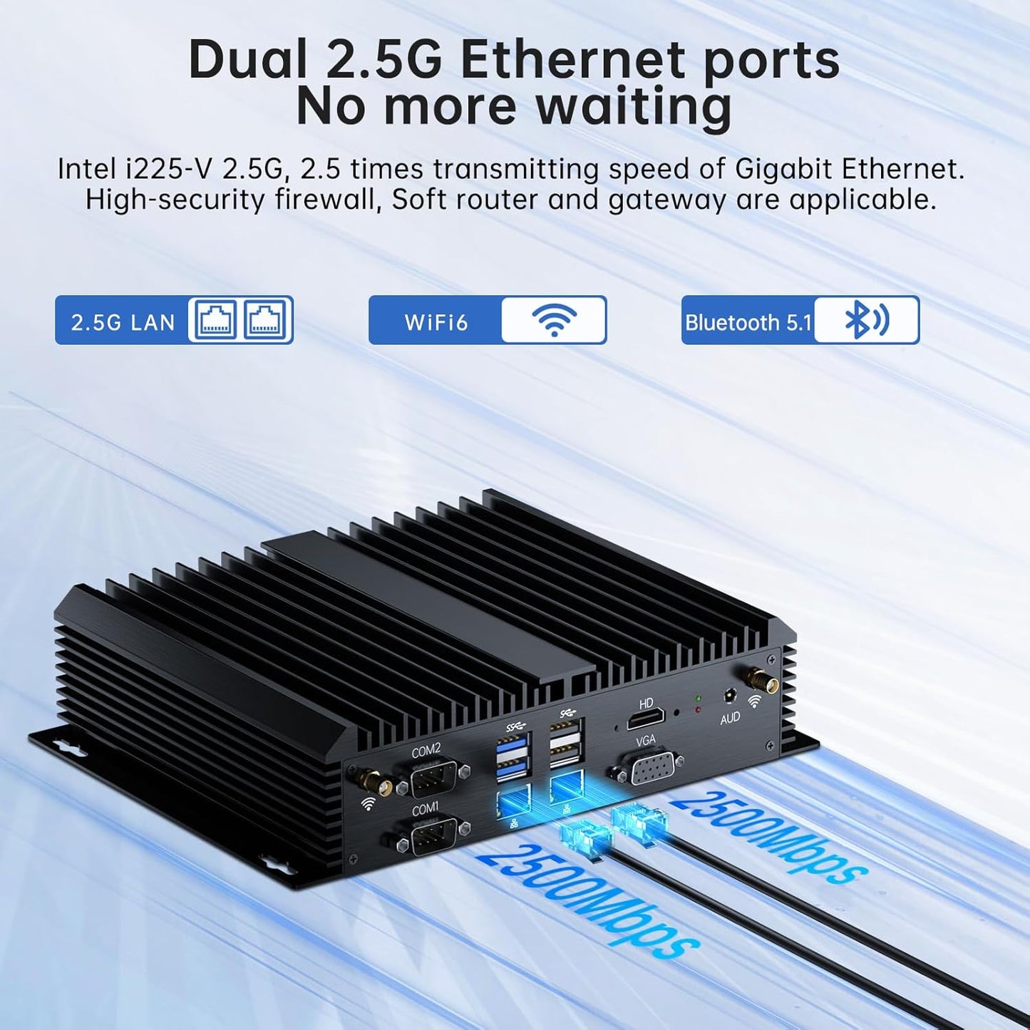 Kinupute Industrial Mini PC, Fanless Desktop Computer Core i7-1165G7 2.8-4.7GHz, Windows 11 Pro, 16G DDR4 RAM, 256G SSD, VGA/HDMI 4K@60Hz, 2x2.5G LAN Ports, 6xCOM RS232, 4G Module, WiFi6/BT5.1