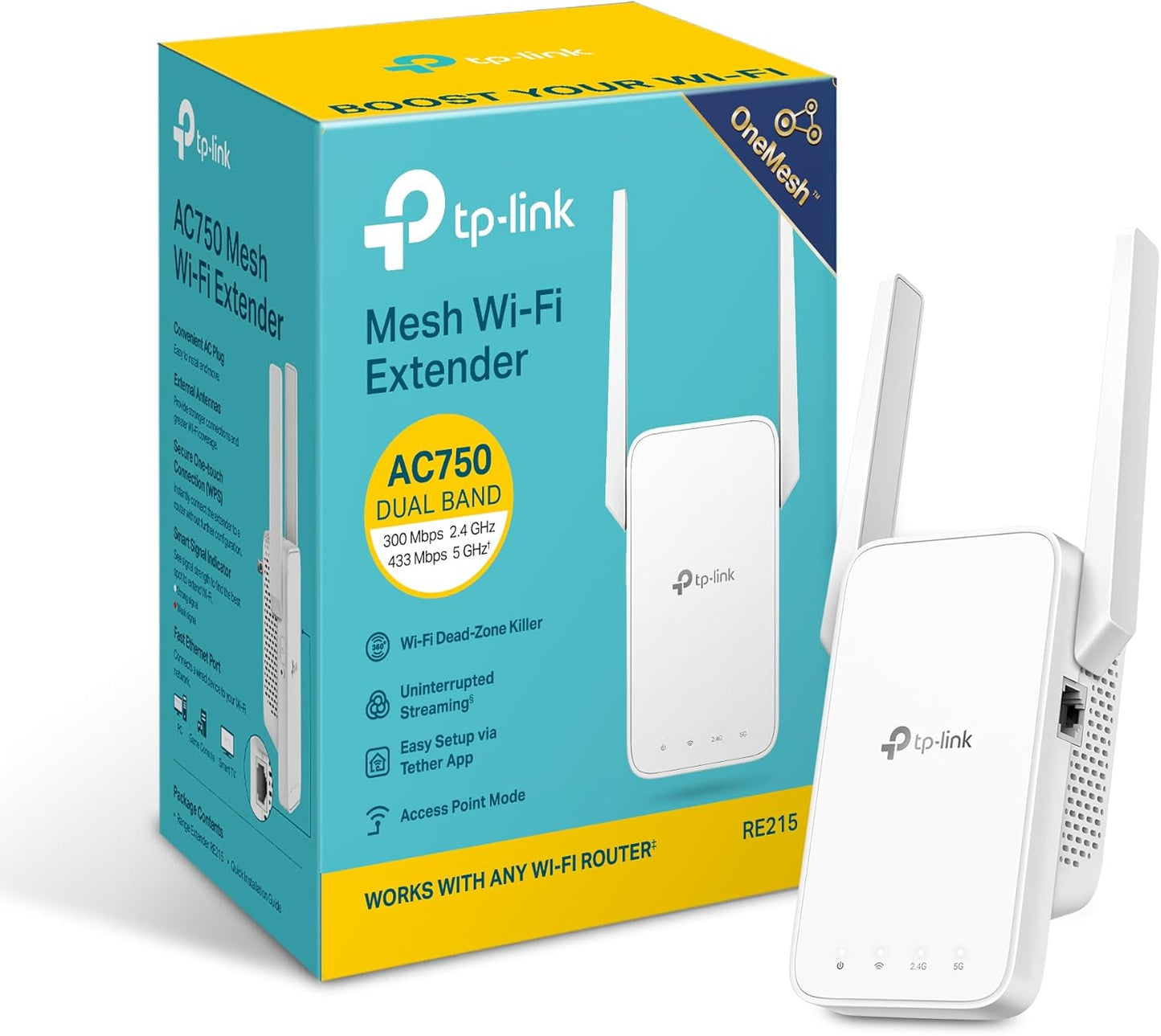 TP-Link AC1750 WiFi Extender (RE450) - Up to 1750Mbps, Dual Band WiFi Repeater, Internet Booster, Extend WiFi Range Further